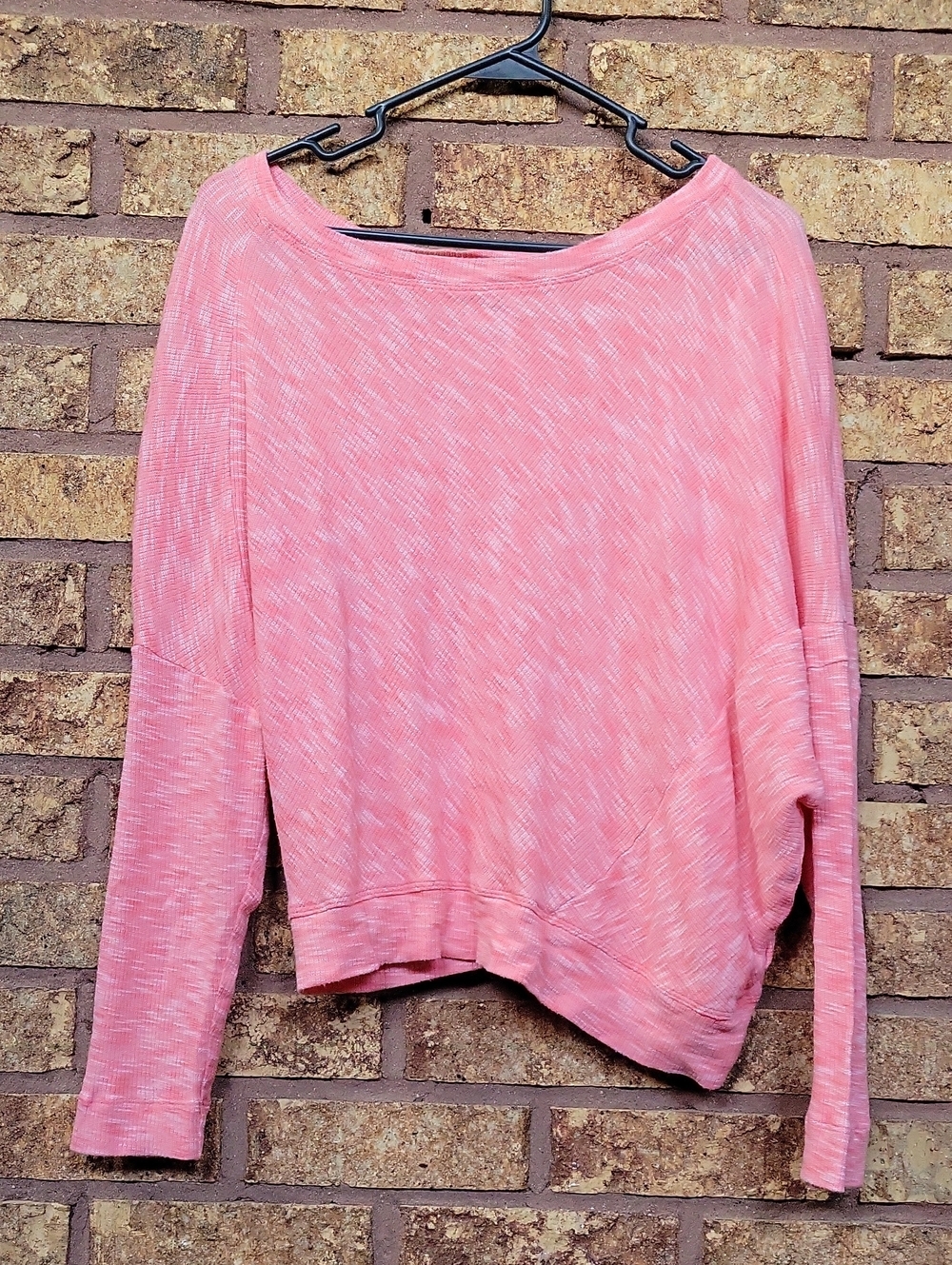 Anthropologie Pink Marled Damiana Cotton Long Sleeve Asymmetrical Size M Petite